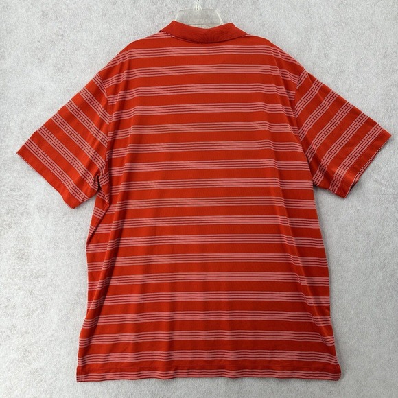 Nike Dri Fit Polo Shirt Mens XXL Orange Striped Short‎ Sleeve Golf Performance - Picture 2 of 8